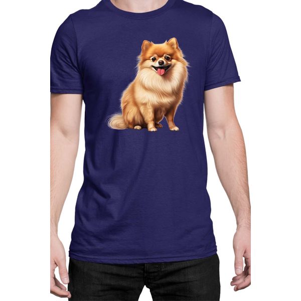 Maglietta Da Uomo Dogs Breeds Pomeranian Dog Breed 006, Man 3XL , Bleu Foncé-image