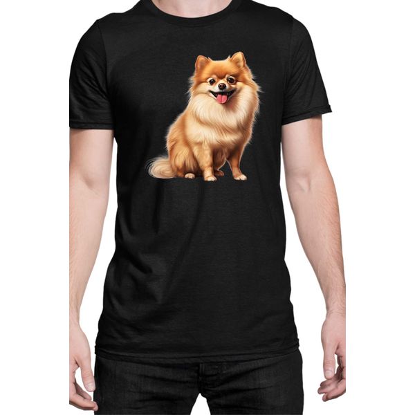 Maglietta Da Uomo Dogs Breeds Pomeranian Dog Breed 006, Man M , Noir-image