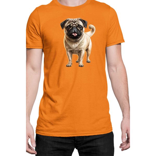 Maglietta Da Uomo Dogs Breeds Pug Dog Breed 007, Man Xl , Orange-image