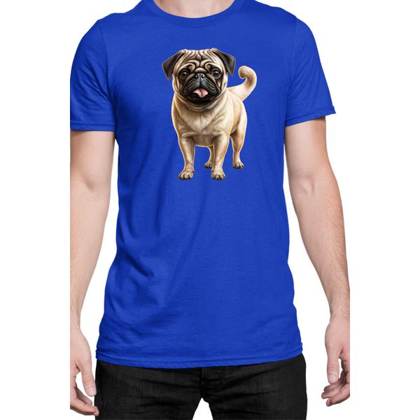 Maglietta Da Uomo Dogs Breeds Pug Dog Breed 007, Man Xl , Bleu-image