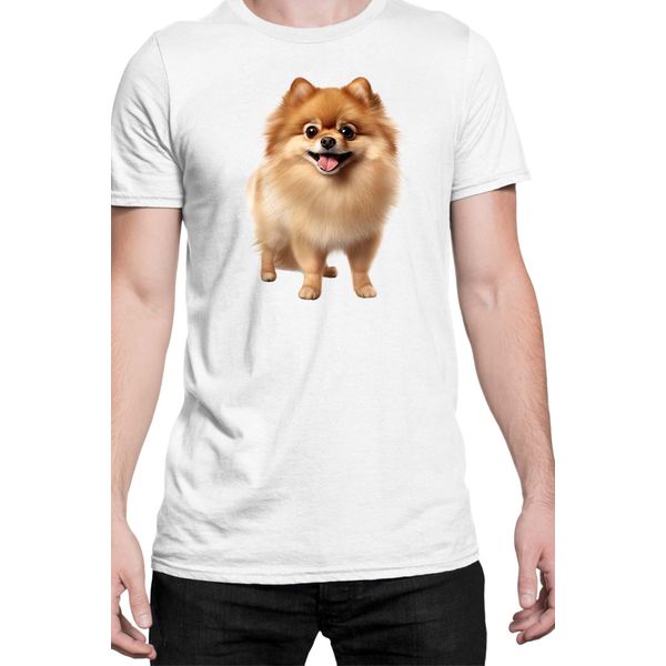 Maglietta Da Uomo Dogs Breeds Pomeranian Dog Breed 005, Man L , Blanc-image
