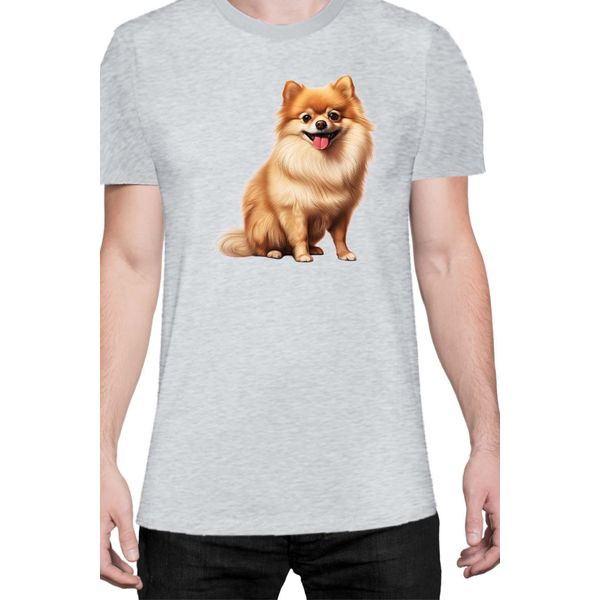 Maglietta Da Uomo Dogs Breeds Pomeranian Dog Breed 006, Man 2XL , Gris-image