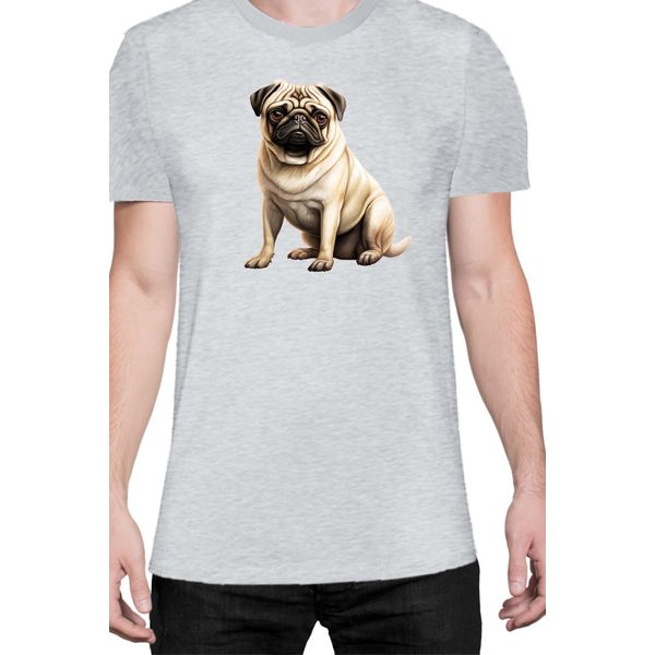 Maglietta Da Uomo Dogs Breeds Pug Dog Breed 008, Man 2XL , Gris-image