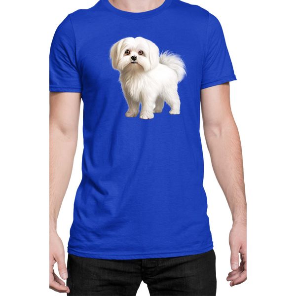 Maglietta Da Uomo Dogs Breeds Maltese Dog Breed 005, Man Xl , Bleu-image
