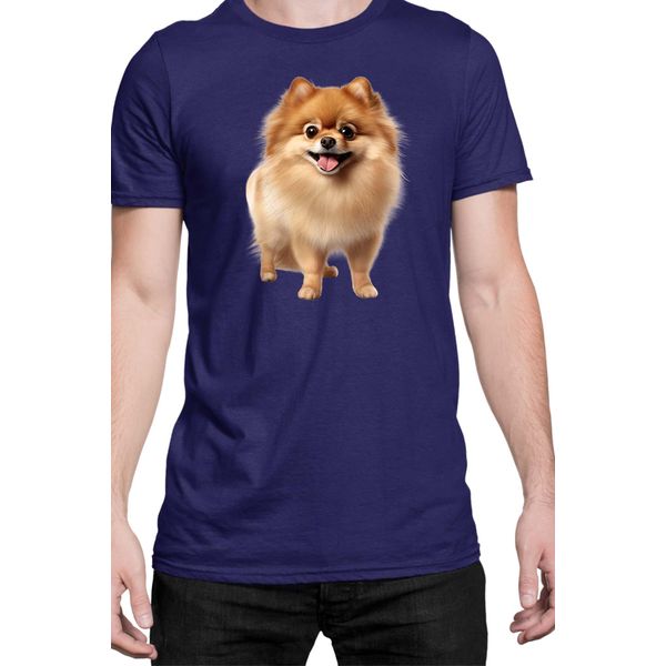 Maglietta Da Uomo Dogs Breeds Pomeranian Dog Breed 005, Man Xl , Bleu Foncé-image