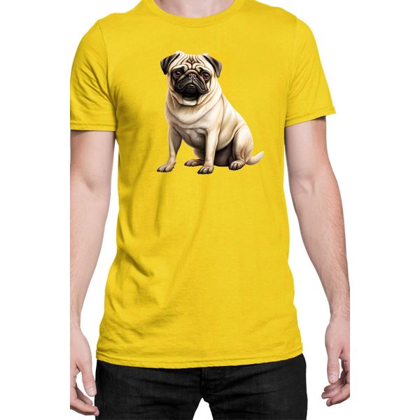 Maglietta Da Uomo Dogs Breeds Pug Dog Breed 008, Man L , Jaune-image
