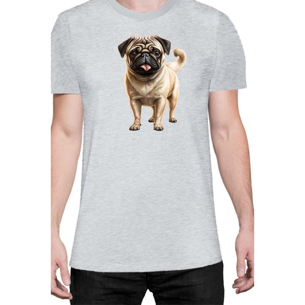 Maglietta Da Uomo Dogs Breeds Pug Dog Breed 007, Man Xl , Gris-image