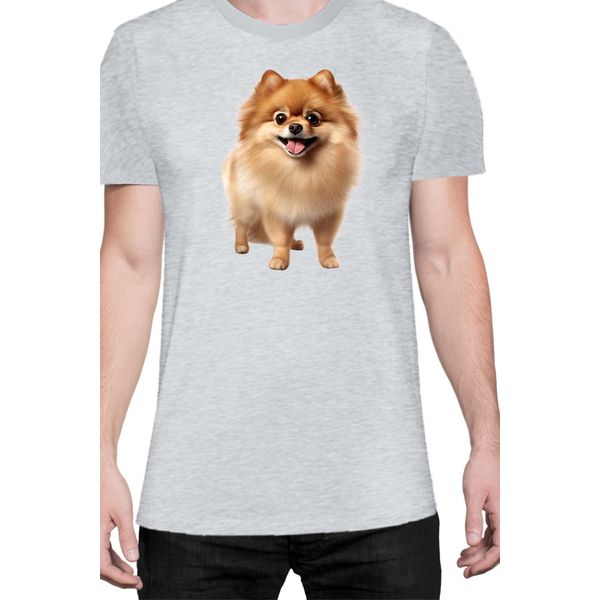Maglietta Da Uomo Dogs Breeds Pomeranian Dog Breed 005, Man 2XL , Gris-image