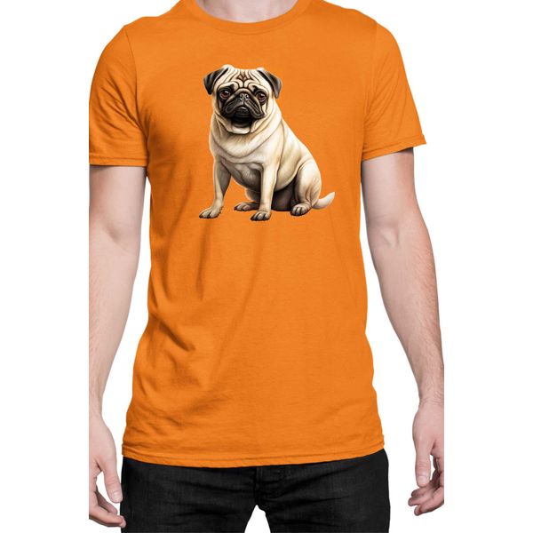 Maglietta Da Uomo Dogs Breeds Pug Dog Breed 008, Man 2XL , Orange-image