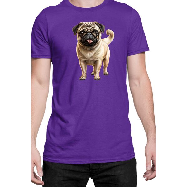 Maglietta Da Uomo Dogs Breeds Pug Dog Breed 007, Man M , Lilas-image
