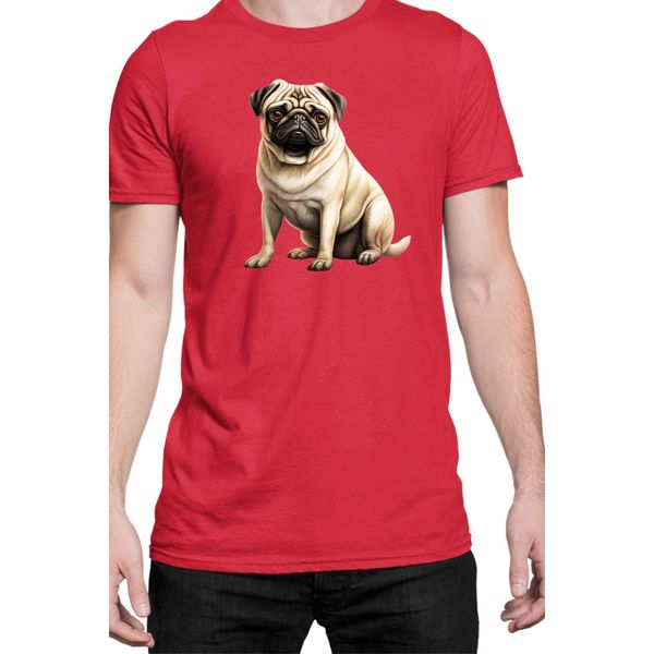 Maglietta Da Uomo Dogs Breeds Pug Dog Breed 008, Man M , Rouge-image