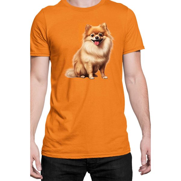 Maglietta Da Uomo Dogs Breeds Pomeranian Dog Breed 006, Man S , Orange-image