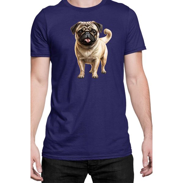 Maglietta Da Uomo Dogs Breeds Pug Dog Breed 007, Man S , Bleu Foncé-image