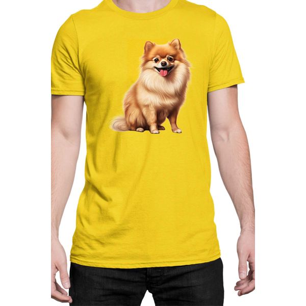 Maglietta Da Uomo Dogs Breeds Pomeranian Dog Breed 006, Man 2XL , Jaune-image