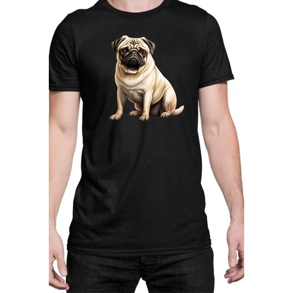 Maglietta Da Uomo Dogs Breeds Pug Dog Breed 008, Man 2XL , Noir-image