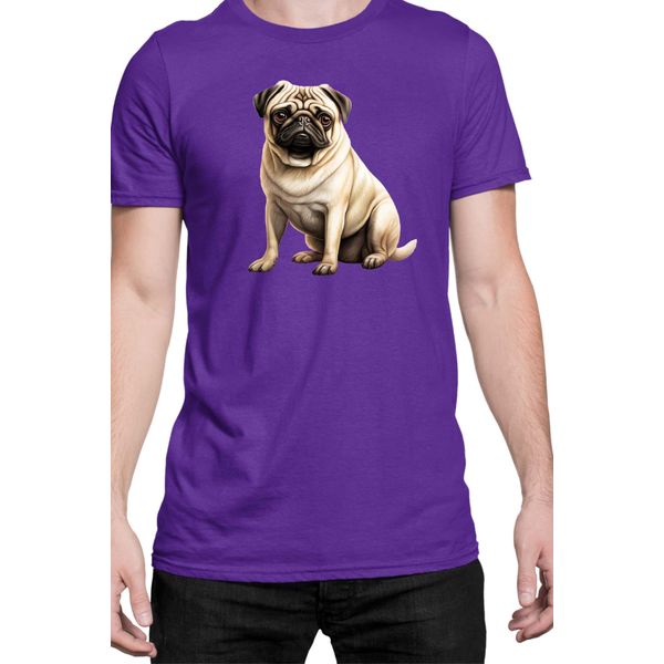 Maglietta Da Uomo Dogs Breeds Pug Dog Breed 008, Man M , Lilas-image