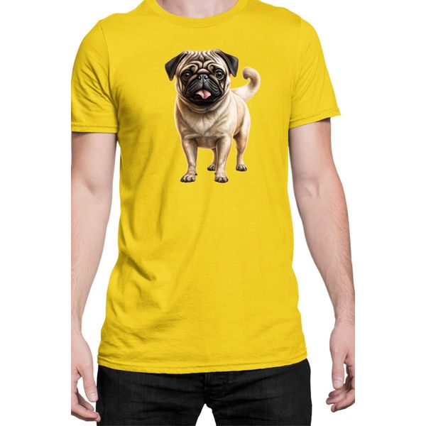 Maglietta Da Uomo Dogs Breeds Pug Dog Breed 007, Man M , Jaune-image