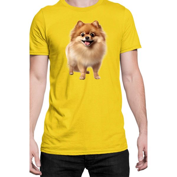 Maglietta Da Uomo Dogs Breeds Pomeranian Dog Breed 005, Man Xl , Jaune-image