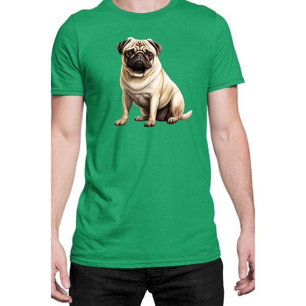 Maglietta Da Uomo Dogs Breeds Pug Dog Breed 008, Man L , Vert-image