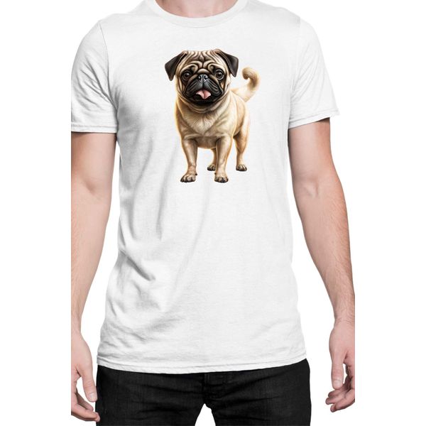 Maglietta Da Uomo Dogs Breeds Pug Dog Breed 007, Man 3XL , Blanc-image