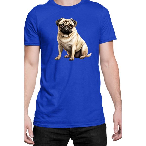 Maglietta Da Uomo Dogs Breeds Pug Dog Breed 008, Man 2XL , Bleu-image
