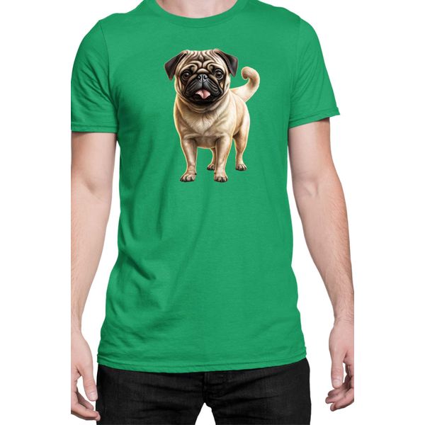 Maglietta Da Uomo Dogs Breeds Pug Dog Breed 007, Man L , Vert-image