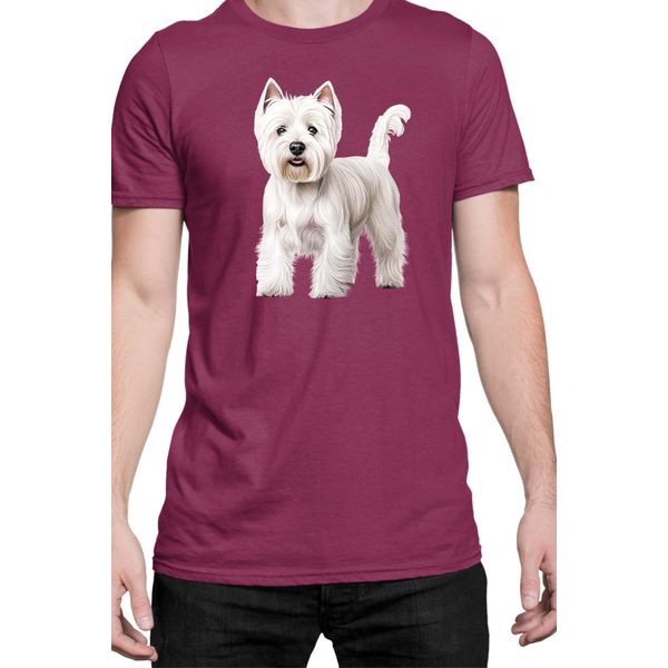 Maglietta Da Uomo Dogs Breeds West Highland White Terrier Dog Breed 005, Man 3XL , Bordeaux-image