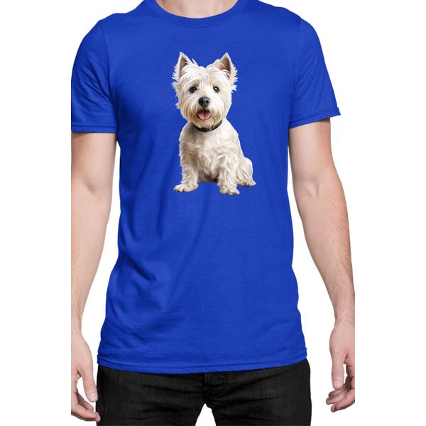 Maglietta Da Uomo Dogs Breeds West Highland White Terrier Dog Breed 006, Man S , Bleu-image