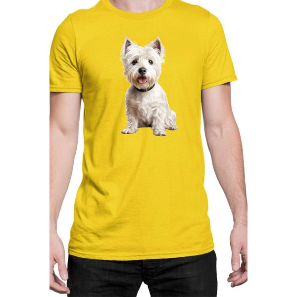 Maglietta Da Uomo Dogs Breeds West Highland White Terrier Dog Breed 006, Man 3XL , Jaune-image