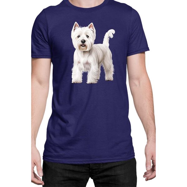 Maglietta Da Uomo Dogs Breeds West Highland White Terrier Dog Breed 005, Man S , Bleu Foncé-image