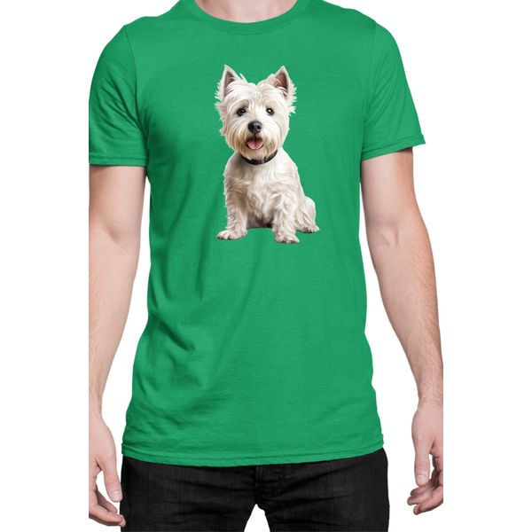 Maglietta Da Uomo Dogs Breeds West Highland White Terrier Dog Breed 006, Man L , Vert-image