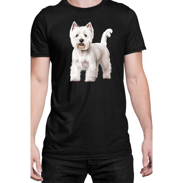 Maglietta Da Uomo Dogs Breeds West Highland White Terrier Dog Breed 005, Man M , Noir-image