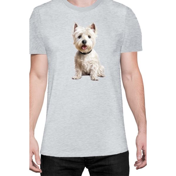 Maglietta Da Uomo Dogs Breeds West Highland White Terrier Dog Breed 006, Man S , Gris-image