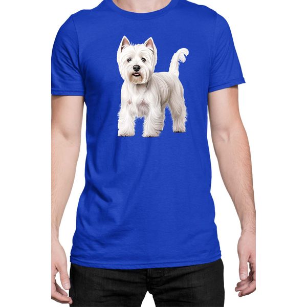Maglietta Da Uomo Dogs Breeds West Highland White Terrier Dog Breed 005, Man 2XL , Bleu-image
