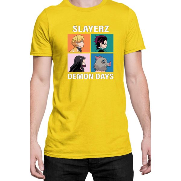 Maglietta Da Uomo Japan Manga Anime Comics Animation Demon Anime Slayer All Slayerz, Man S , Jaune-image