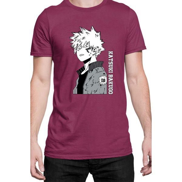 Maglietta Da Uomo Japan Manga Anime Comics Animation My Hero Anime Academia Katsuki, Man S , Bordeaux-image
