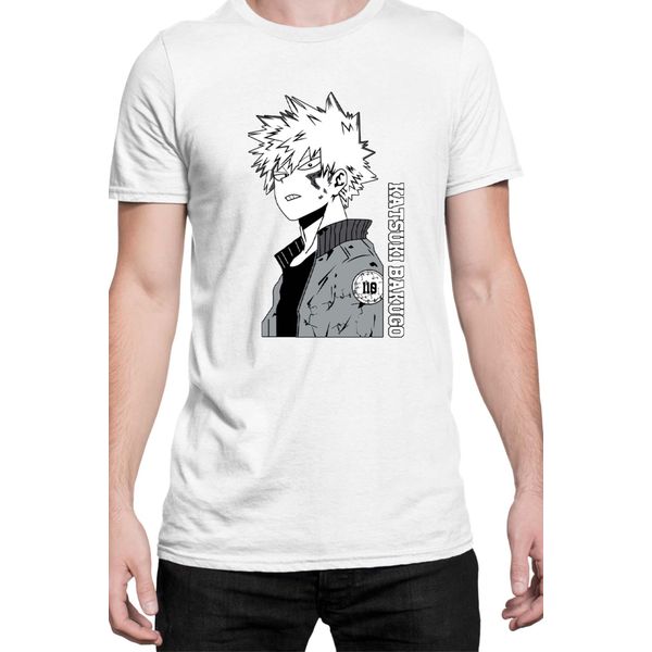 Maglietta Da Uomo Japan Manga Anime Comics Animation My Hero Anime Academia Katsuki, Man 2XL , Blanc-image