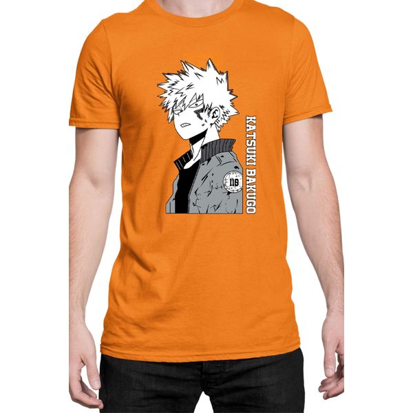 Maglietta Da Uomo Japan Manga Anime Comics Animation My Hero Anime Academia Katsuki, Man 3XL , Orange-image
