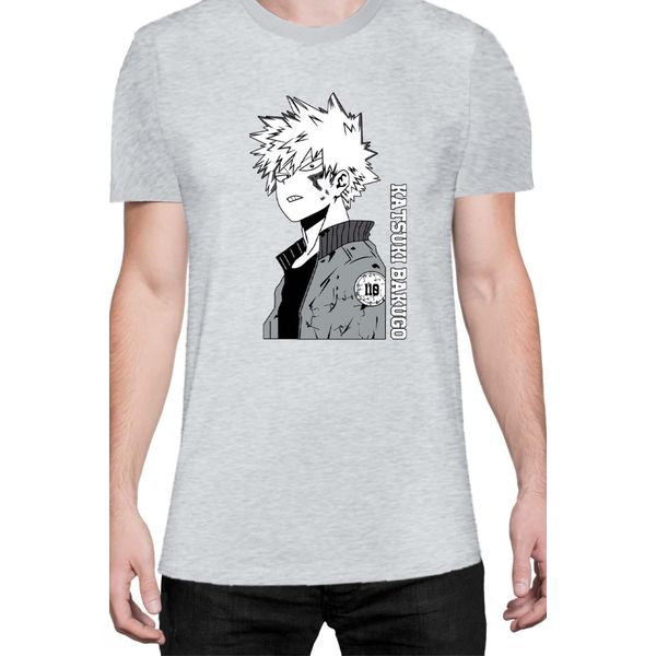Maglietta Da Uomo Japan Manga Anime Comics Animation My Hero Anime Academia Katsuki, Man 2XL , Gris-image