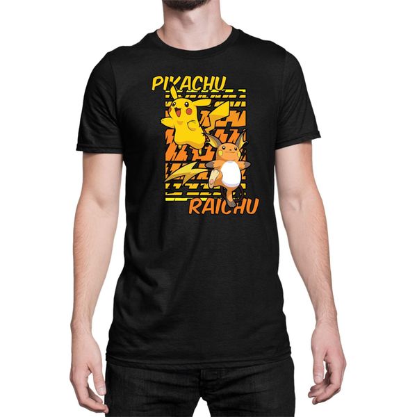 Maglietta Da Uomo Japan Anime Manga Pokemon Pikachu 01 Pikachu Light, Man 2XL , Noir-image