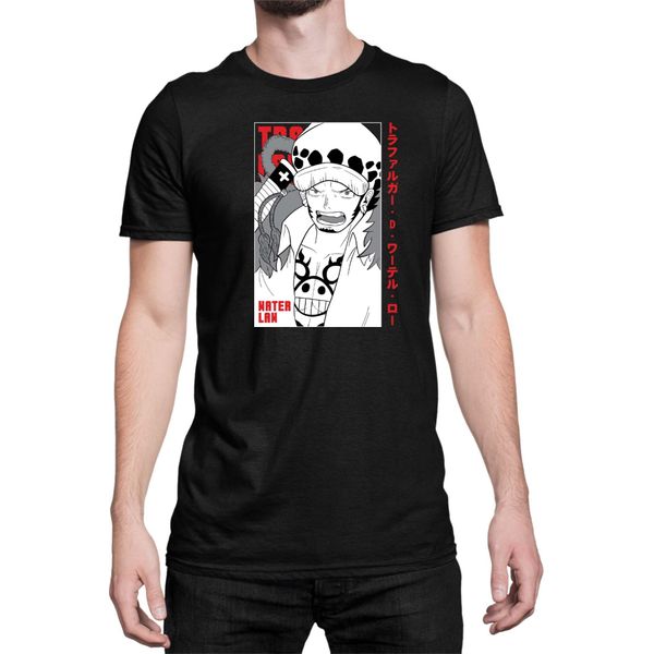 Maglietta Da Uomo Japan Anime Manga One Manga Piece Anime Trafalgar Law 02 Trafalgar Pirate, Man 4XL , Noir-image