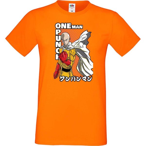 Maglietta Da Uomo Japan Manga Animation Comics One Manga Punch Anime Man Saitama 01 Var-010 One Manga Punch Anime Man Saitama, Man L , Orange-image