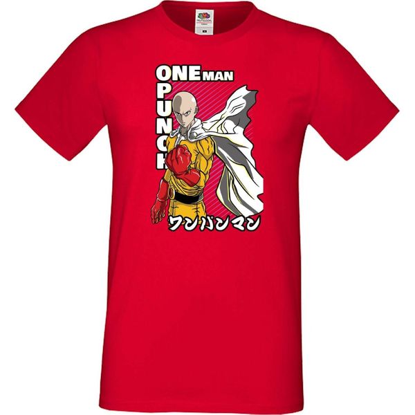 Maglietta Da Uomo Japan Manga Animation Comics One Manga Punch Anime Man Saitama 01 Var-010 One Manga Punch Anime Man Saitama, Man S , Rouge-image