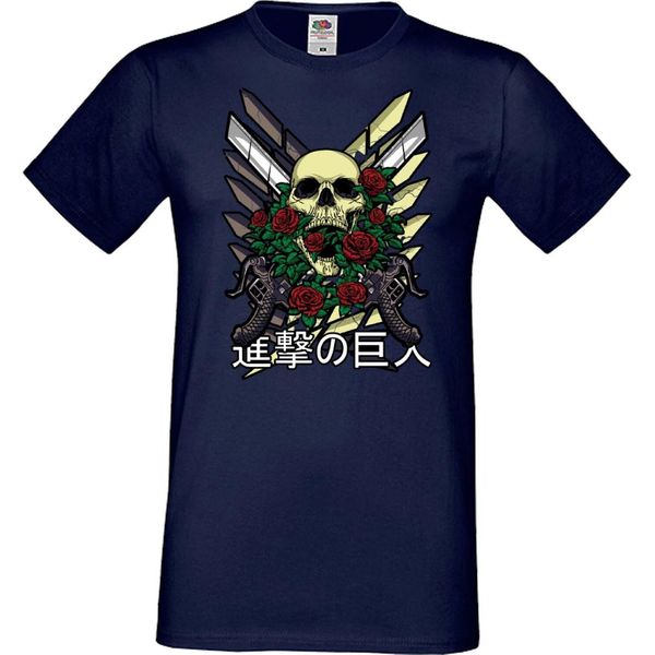 Maglietta Da Uomo Anime Manga Attack Anime On Titan 02 Beast Attack, Man 2XL , Bleu Foncé-image