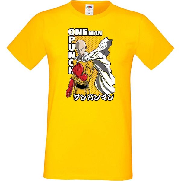 Maglietta Da Uomo Japan Manga Animation Comics One Manga Punch Anime Man Saitama 01 Var-010 One Manga Punch Anime Man Saitama, Man 3XL , Jaune-image