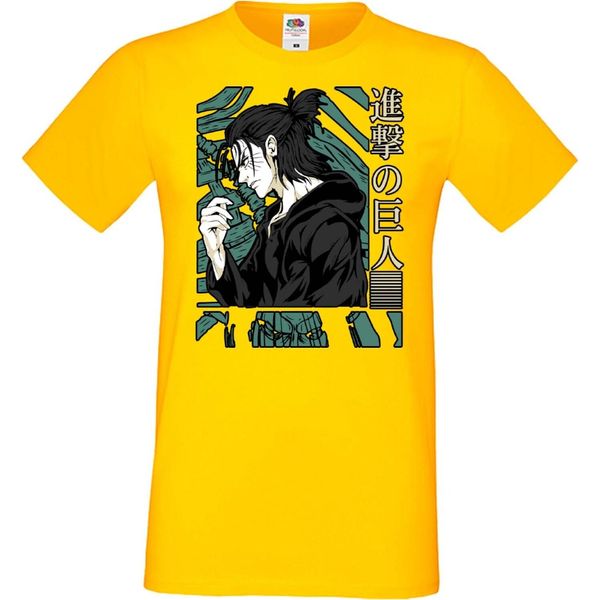 Maglietta Da Uomo Anime Manga Attack Anime On Titan Eren Yeager 03 Eren Yeager, Man 2XL , Jaune-image
