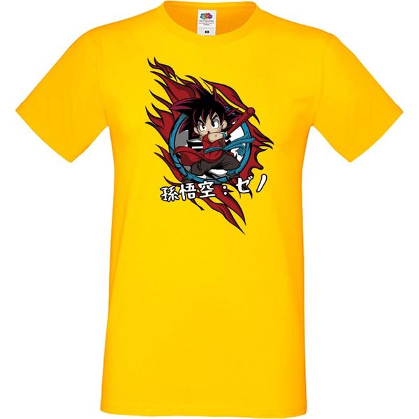 Maglietta Da Uomo Anime Manga Dragon Anime Manga Ball Z Goku Chibi Goku Chibi, Man 3XL , Jaune-image