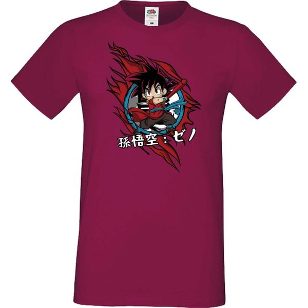 Maglietta Da Uomo Anime Manga Dragon Anime Manga Ball Z Goku Chibi Goku Chibi, Man 2XL , Bordeaux-image