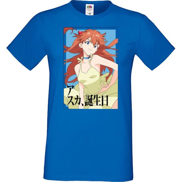 Maglietta Da Uomo Anime Manga Neon Anime Genesis Manga Evangelion Asuka Langley Soryu 03 Asuka Langley, Man 2XL , Bleu-image