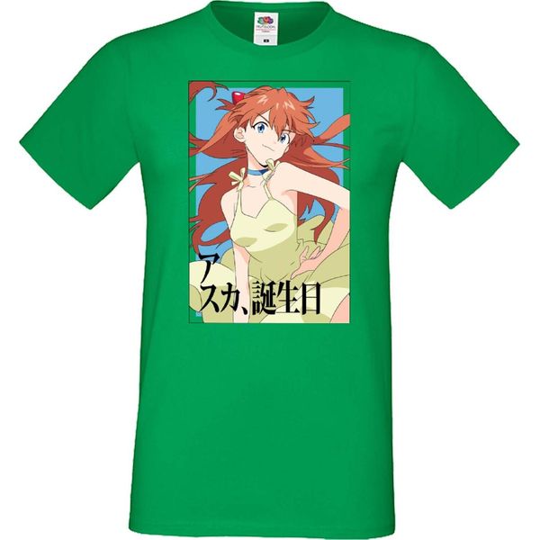 Maglietta Da Uomo Anime Manga Neon Anime Genesis Manga Evangelion Asuka Langley Soryu 03 Asuka Langley, Man 2XL , Bordeaux-image